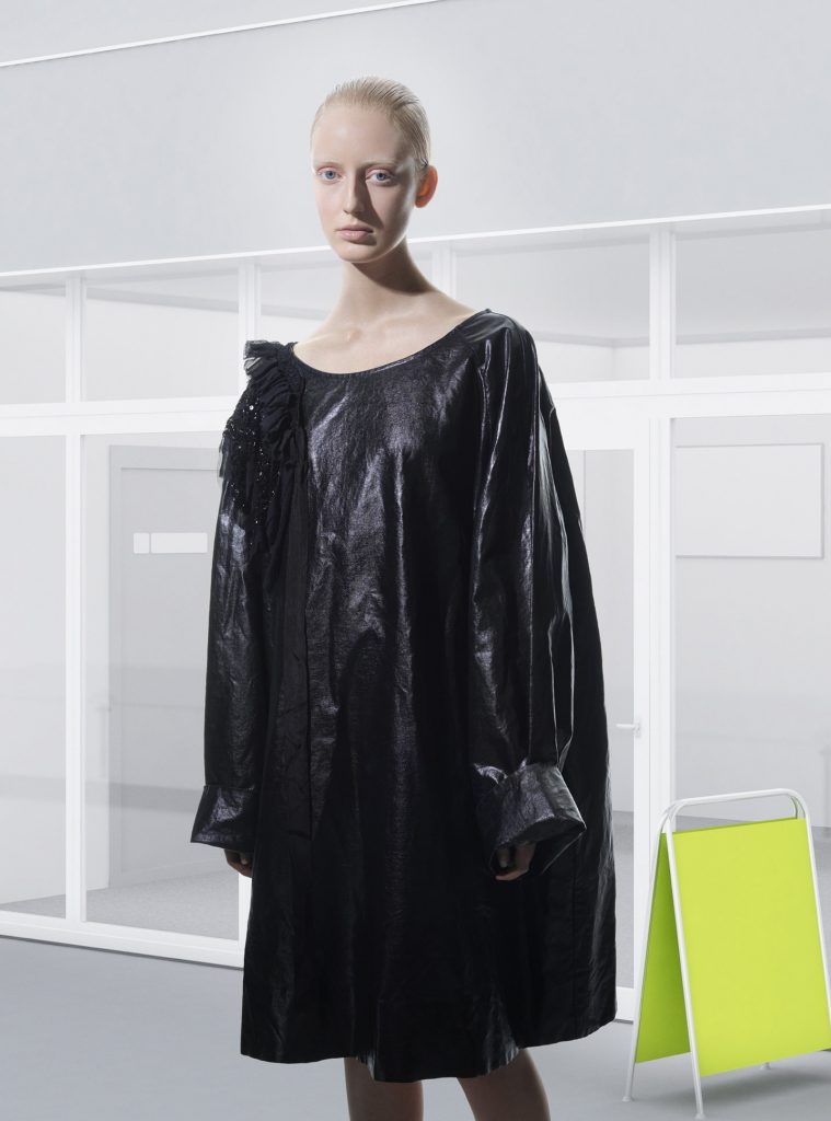 norbert schoerner, digital background, surreal, black dress, jil sander, fashion