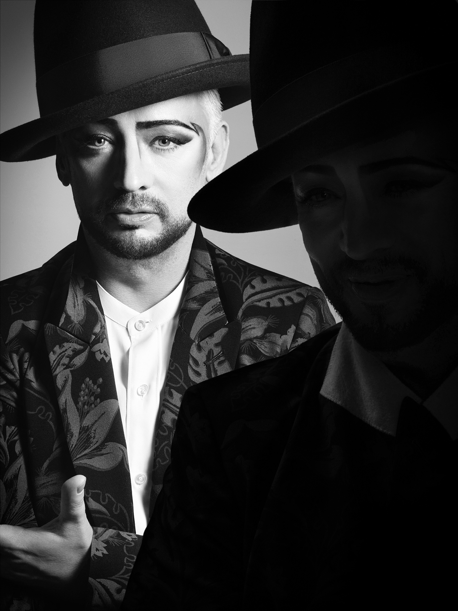 boy george, black and white portrait 2017, norbert schoerner.